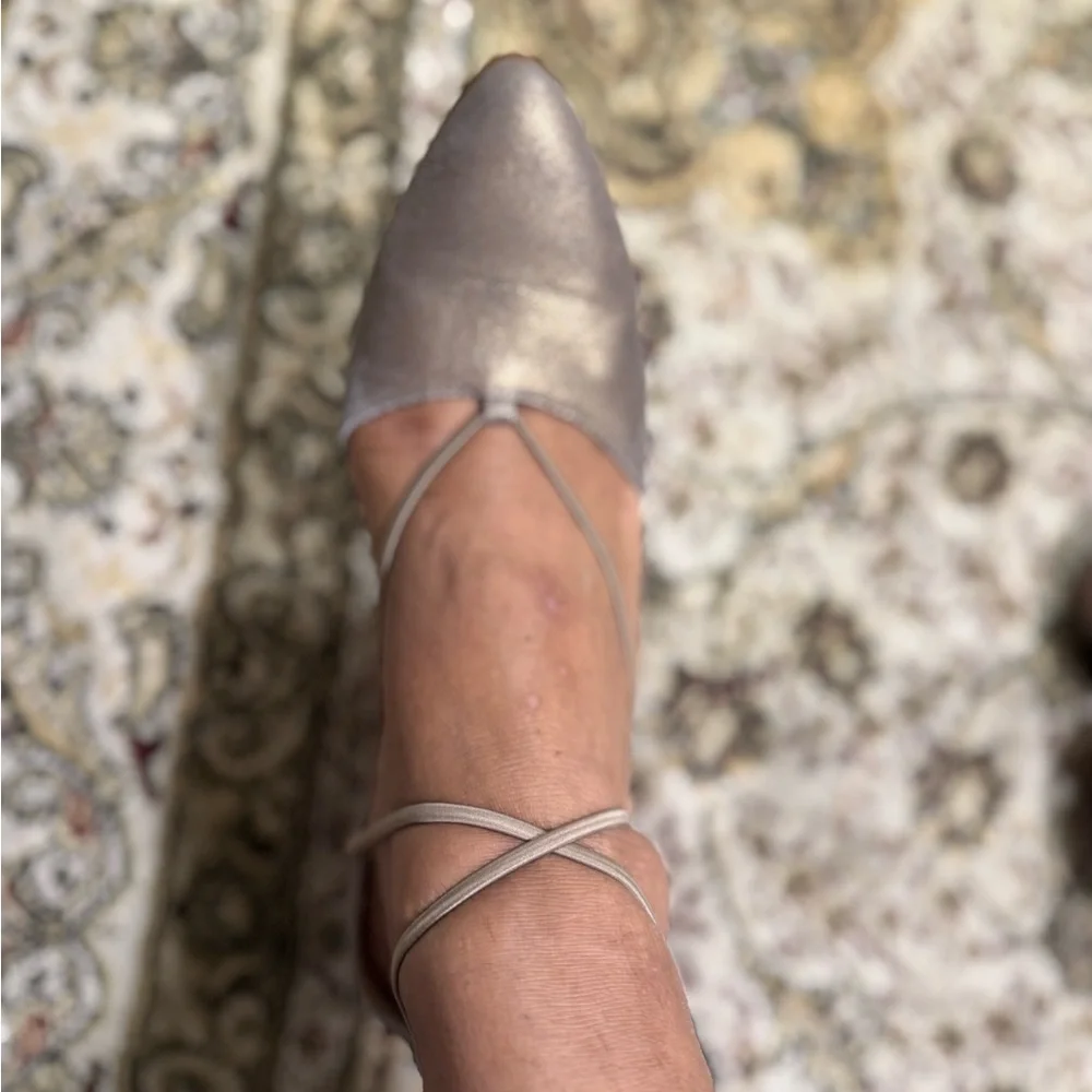 Eileen Fisher Metallic Gold Heels - Picture 2 of 5